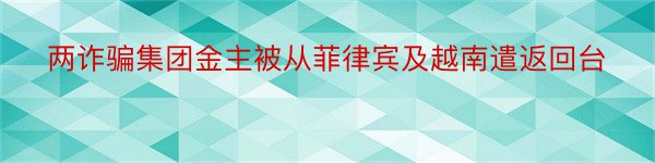 两诈骗集团金主被从菲律宾及越南遣返回台