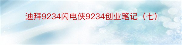 迪拜9234闪电侠9234创业笔记（七）